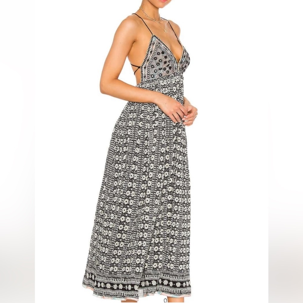 Free People Good Vibes Geometric Print Beaded Sequin Triangle Top Maxi Dress - Picture 10 of 16